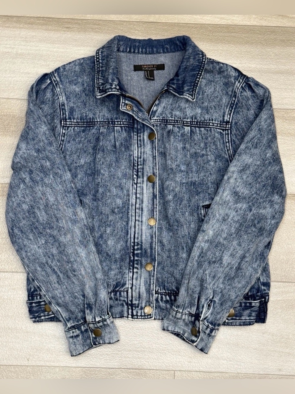 Vintage Retro Style Forever 21 Contemporary
Acid Wash Denim Jacket Women's Sz M - Picture 1 of 11